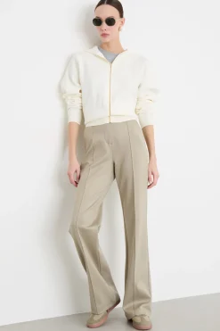 Felpa jacquard con cappuccio - Bianco