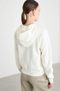 Felpa jacquard con cappuccio - Bianco