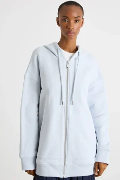 Felpa oversize con cappuccio - Azzurro