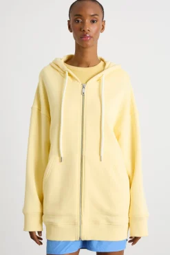 Felpa oversize con cappuccio - Giallo