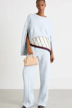 Felpa oversize con zip sulle maniche - Azzurro