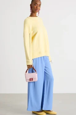 Felpa oversize con zip sulle maniche - Giallo