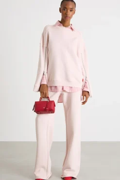 Felpa oversize con zip sulle maniche - Rosa