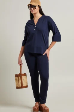 Felpa scollo a V - Blu