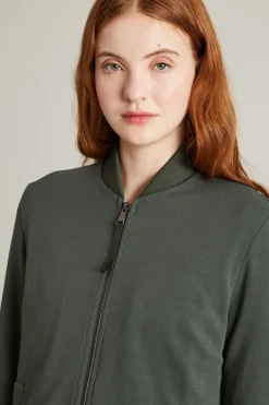 Felpa stile bomber con zip - Verde Scuro