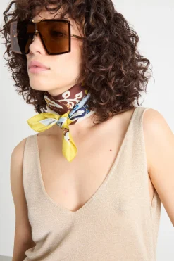 Foulard in pura seta - Marrone Giallo