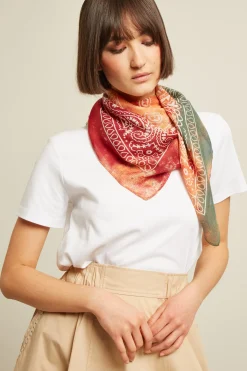 Foulard in viscosa - Rosso Verde Arancione