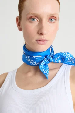 Foulard stampato in seta - Azzurro