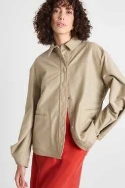 Giacca a camicia in tela - Beige