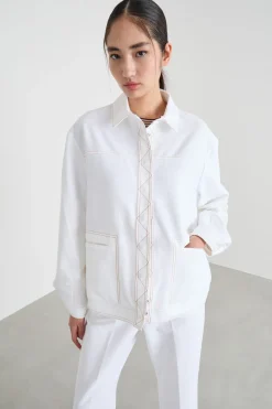 Giacca a camicia in tela - Bianco