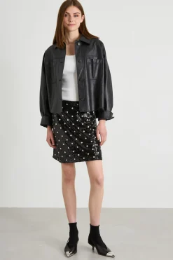 Giacca a camicia in vera nappa - Nero