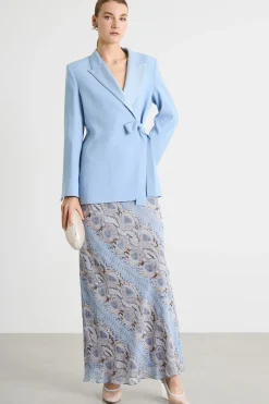 Giacca aderente con nastro - Azzurro