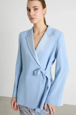 Giacca aderente con nastro - Azzurro