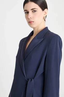 Giacca aderente in cady con nastro - Blu