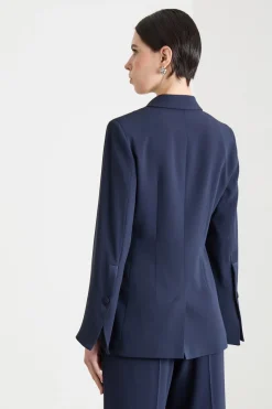 Giacca aderente in cady con nastro - Blu