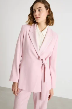 Giacca aderente in cady con nastro - Rosa