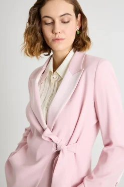 Giacca aderente in cady con nastro - Rosa