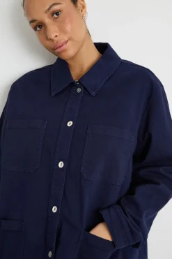 Giacca ampia in bull - Blu