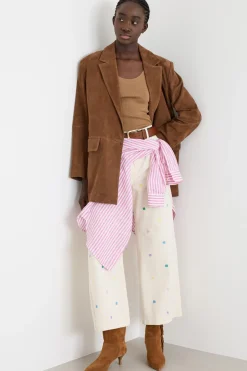 Giacca ampia in pelle - Marrone