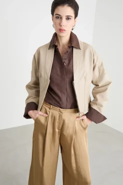 Giacca biker sfiancata - Beige