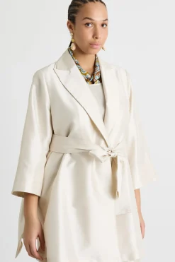 Giacca blazer in shantung - Avorio