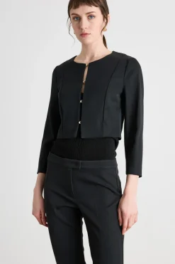 Giacca bolero con ganci - Nero