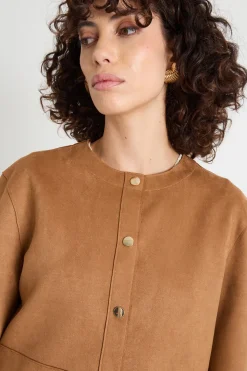 Giacca boxy fit in jersey - Marrone