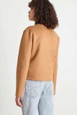 Giacca boxy fit in jersey - Marrone