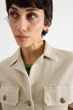 Giacca boxy in bull stretch - Beige