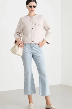 Giacca boxy in jersey compatto - Beige
