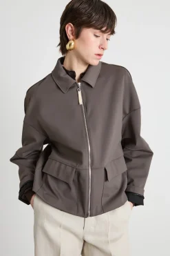 Giacca boxy in jersey - Marrone