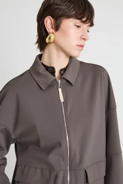 Giacca boxy in jersey - Marrone