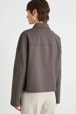 Giacca boxy in jersey - Marrone
