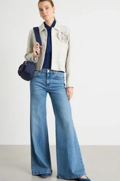 Giacca boxy in stuoia - Bianco Blu Argento