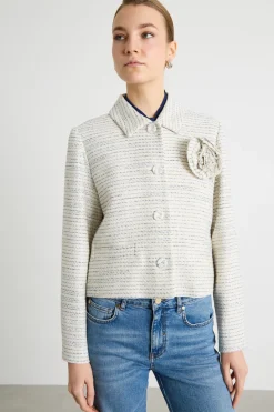 Giacca boxy in stuoia - Bianco Blu Argento