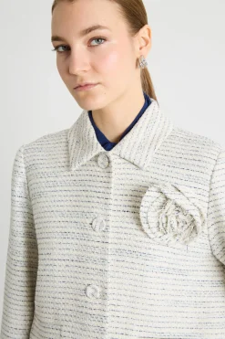 Giacca boxy in stuoia - Bianco Blu Argento