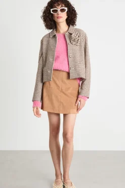 Giacca boxy in stuoia - Marrone Beige