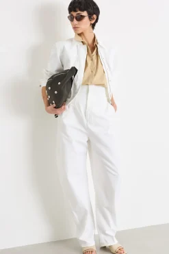 Giacca boxy in tessuto leggero - Bianco