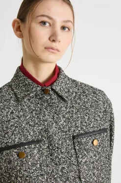 Giacca boxy in tweed - Nero