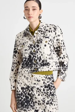 Giacca boxy stampata - Bianco Nero