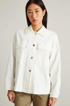 Giacca camicia in drill di cotone - Bianco