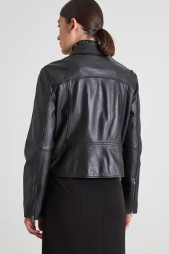 Giacca chiodo in pelle - Nero