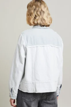 Giacca con profili sfrangiati - Azzurro Chiaro Denim