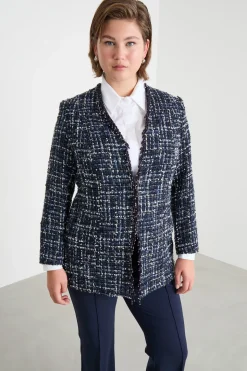 Giacca con ricami di jais e strass - Blu