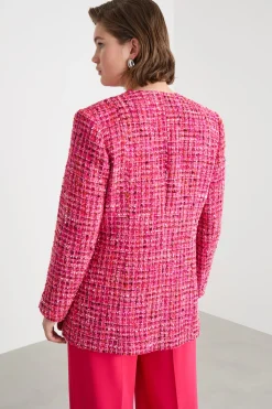 Giacca con ricami di jais e strass - Rosa