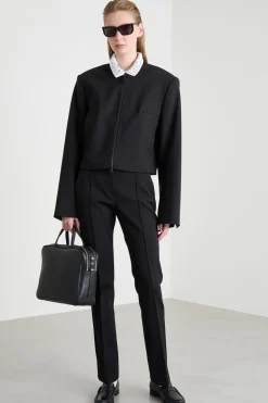 Giacca con zip e collo a bomber - Nero