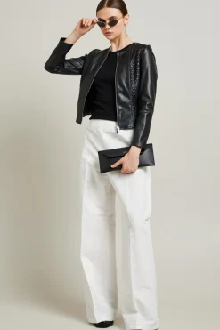 Giacca con zip spalmata - Nero