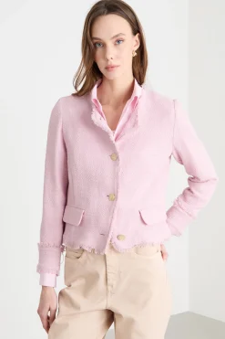Giacca corta con frange lungo i bordi - Rosa