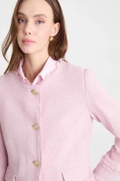 Giacca corta con frange lungo i bordi - Rosa