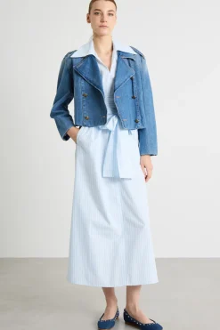 Giacca crop in jeans - Azzurro